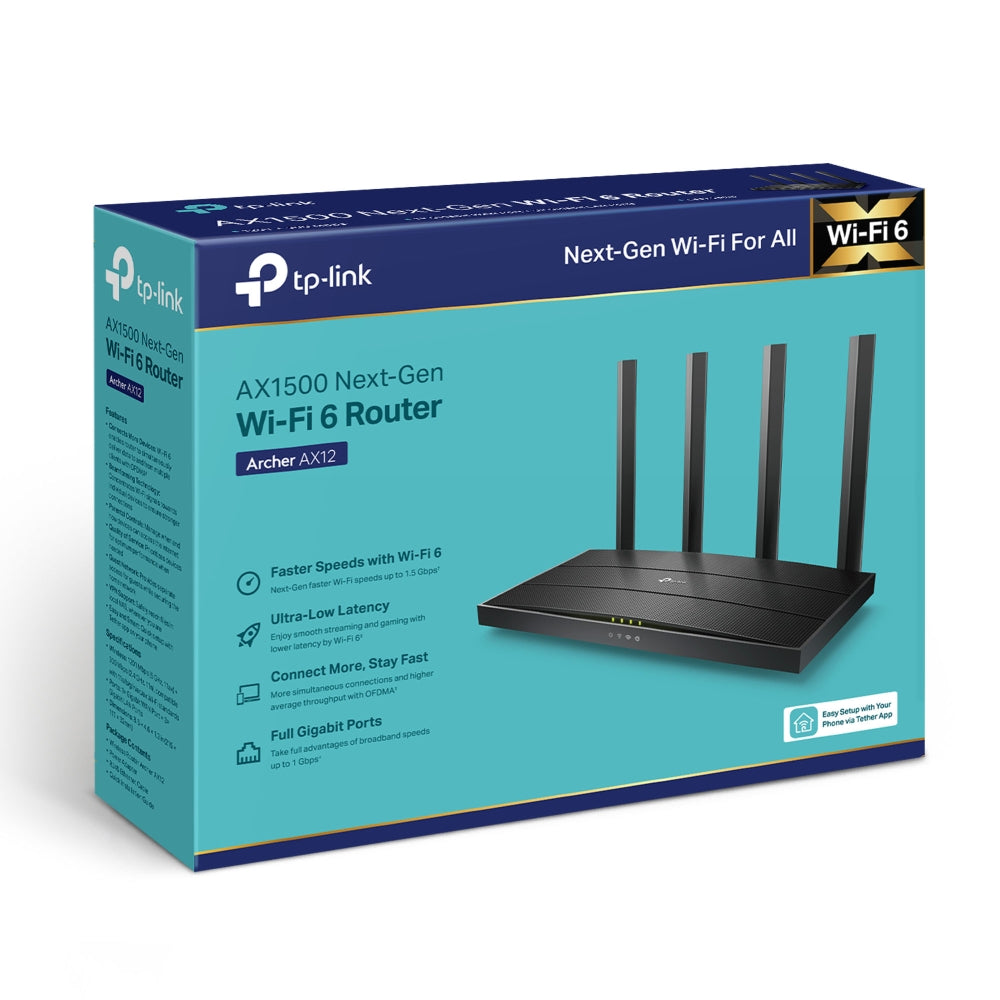 TP-Link Archer AX12 AX1500 Dual Band Gigabit Wi-Fi 6 Router | Up to 1500 Mbps Speed TP-Link Archer AX12 AX1500 Dual Band Gigabit Wi-Fi 6 Router | Up to 1500 Mbps Speed